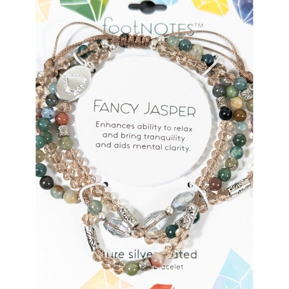 Footnotes Fancy Jasper Stone Adjustable Cord Bracelet Green NEW - Picture 2 of 8